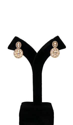 Oval Kundan Drop Earrings – Traditional Earrings for Women